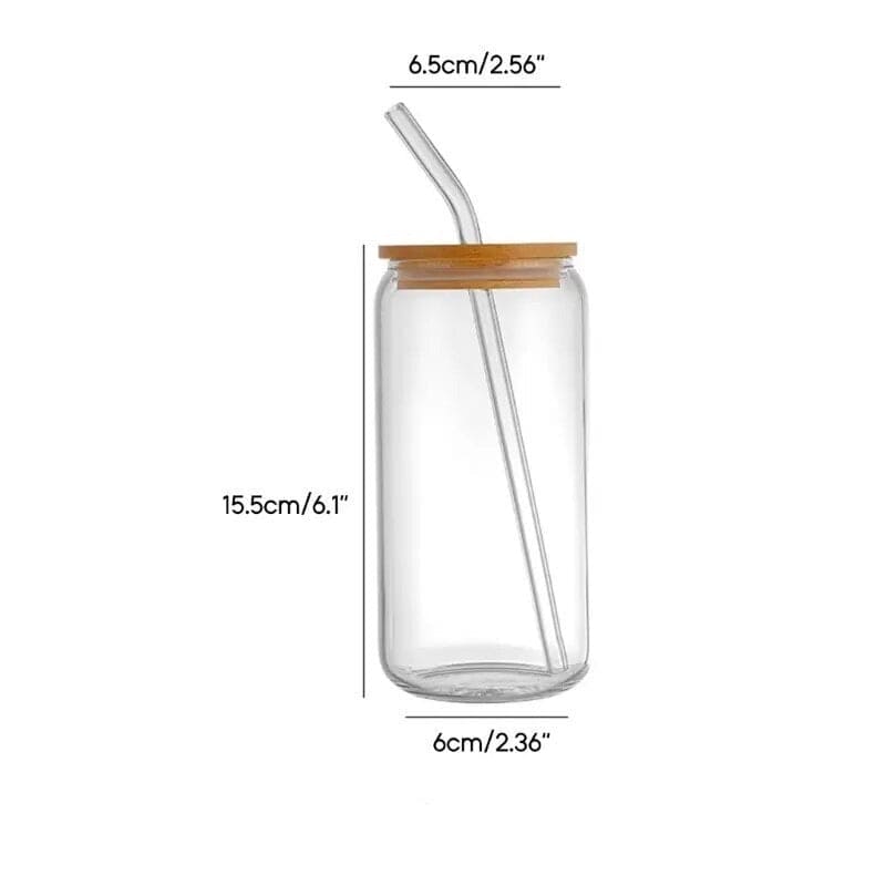 Bubble Tea Cup, 500ml Glass Mug With Bamboo Glass And Straw, Multipurpose Iced Coffee Cute Tumbler Cup for Cocktail, Party Beverage Cup, Portable Glass Water Cup with Straw Lid, Household Borosilicate Straw Glass