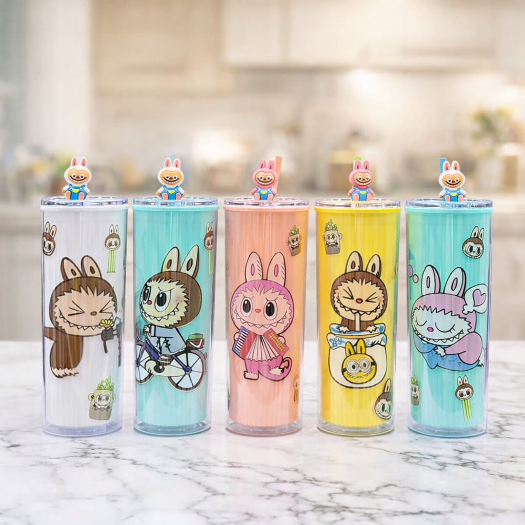 Kids Labubu Plastic Sipper, Cartoon Character Kids Tumbler Cup, Cartoo ...