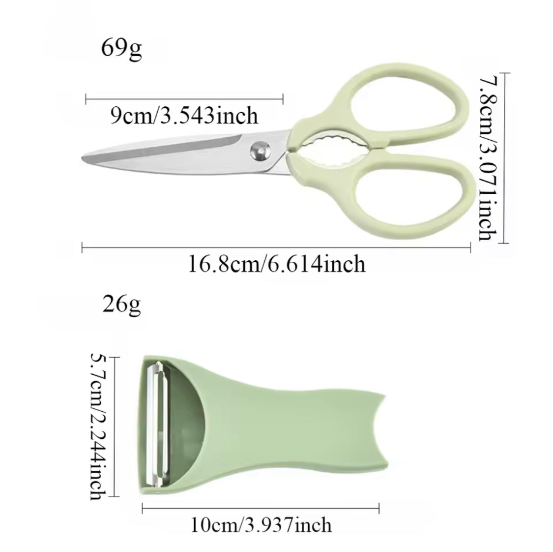 Kitchen Scissors And Peeler Set, Standable Stainless Steel Scissors And Peeler, Vegetable Cutting Scissors, Dryfruit Cutting Scissors And Peeler