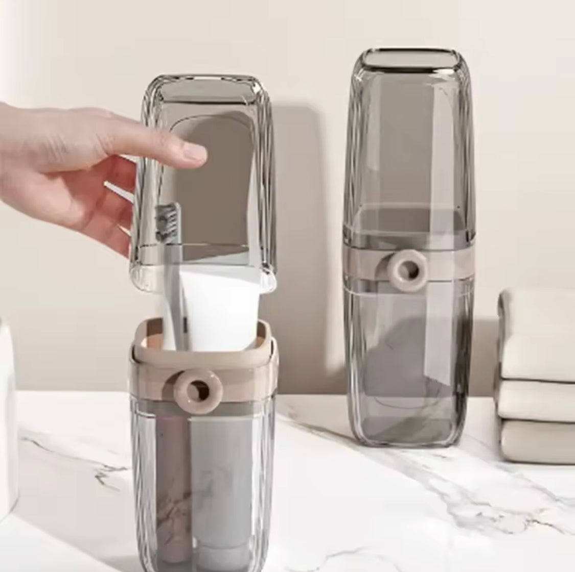 Transparent Toothbrush Travel Box, Portable Leakproof With Lid Toothbrush Cup, Toothpaste And Brush Storage Case