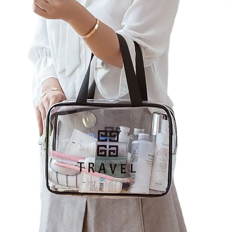 Set Of 3 Dream Travel Pouch, Transparent Oriented Makeup Bag, Carry Travel Zippered Pouch Bag, Waterproof, Portable Travel Cosmetics Pouch, Multifunctional PVC Zip Toiletry Carry Pouch