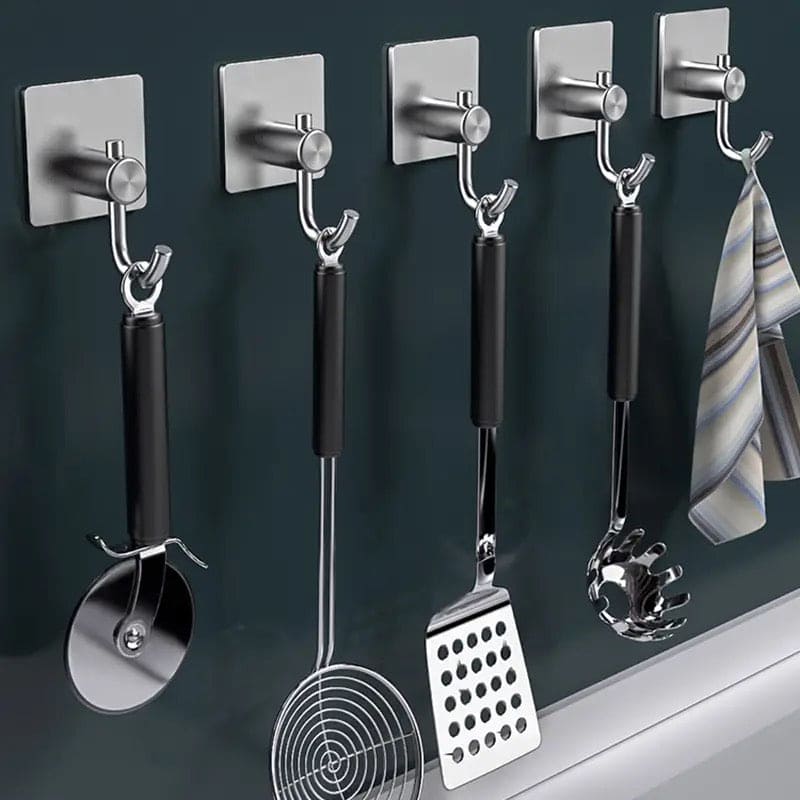 Stainless Steel Square Hook, Home Kitchen Wall Door Hanger, Self Adhesive Multipurpose Rustproof Hook, Wall Mount Clothes Hook, Heavy Duty for Wall Sticking Hooks