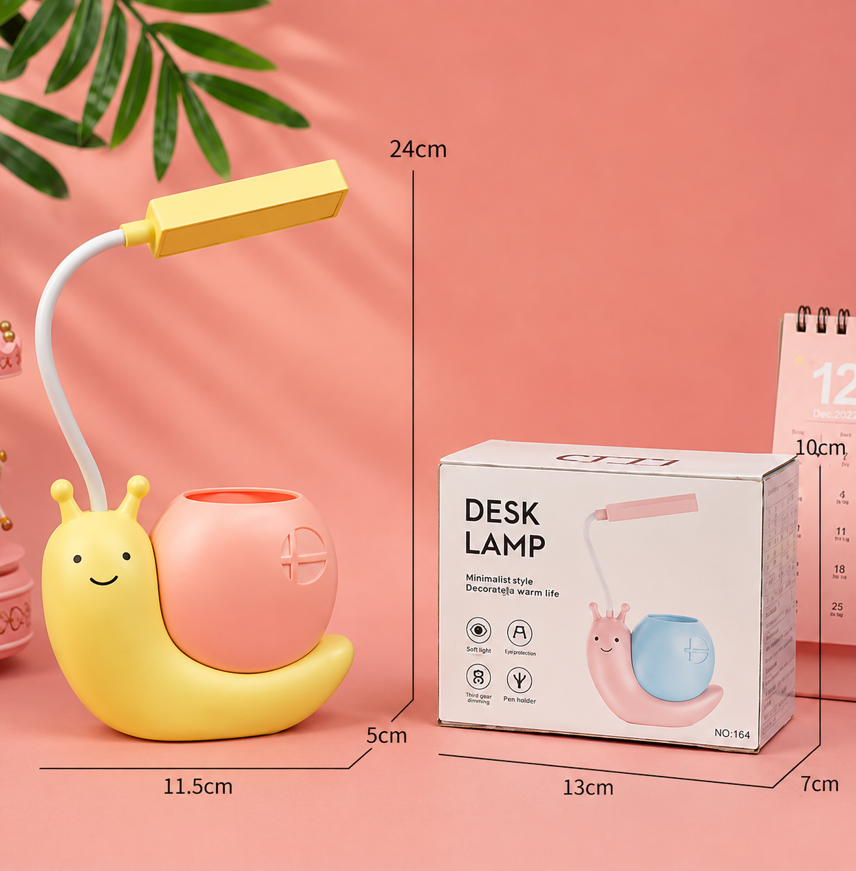 Cute Snail LED Desk Lamp with Pen Holder, Adjustable Study & Reading Light for Kids, Multifunctional Snail Desk Lamp, Decorative Snail Study Light