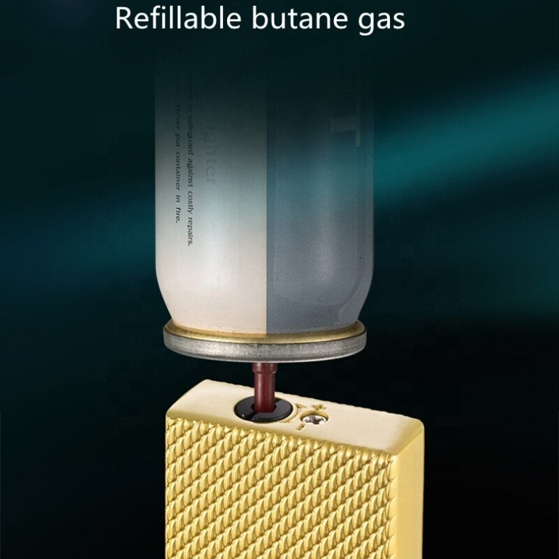 Vintage Style Jet Flame Lighter,  Inflatable Cigar Lighter, Turbine Windproof Cigar Lighter, Portable Gas Smoking Lighter