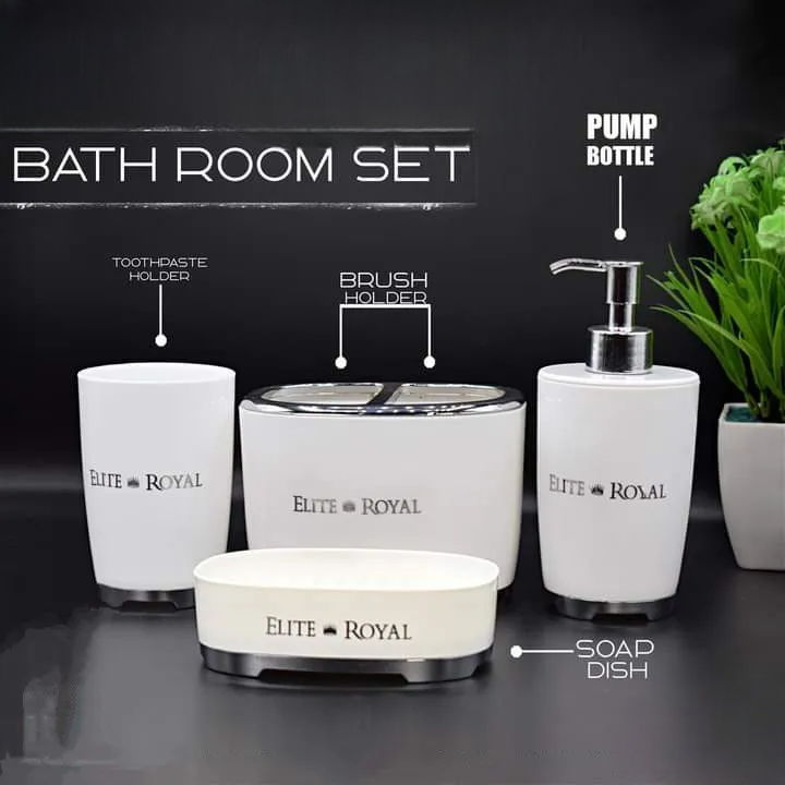 4Pcs Elegant Bathroom Set, High Quality Bath Accessories, Toothbrush Holder, Soap Dish, Lotion Dispenser