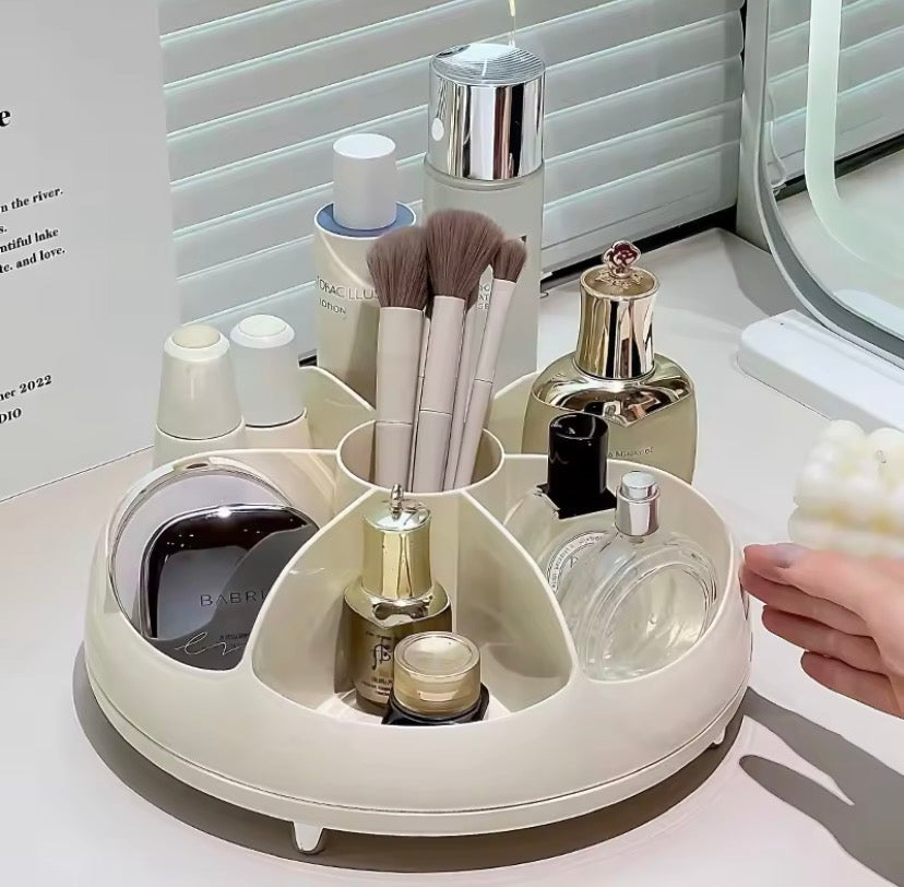 360° Spinning Makeup Organizer, Large Capacity Cosmetic Storage Box, Desktop Lipstick Brush Holder
