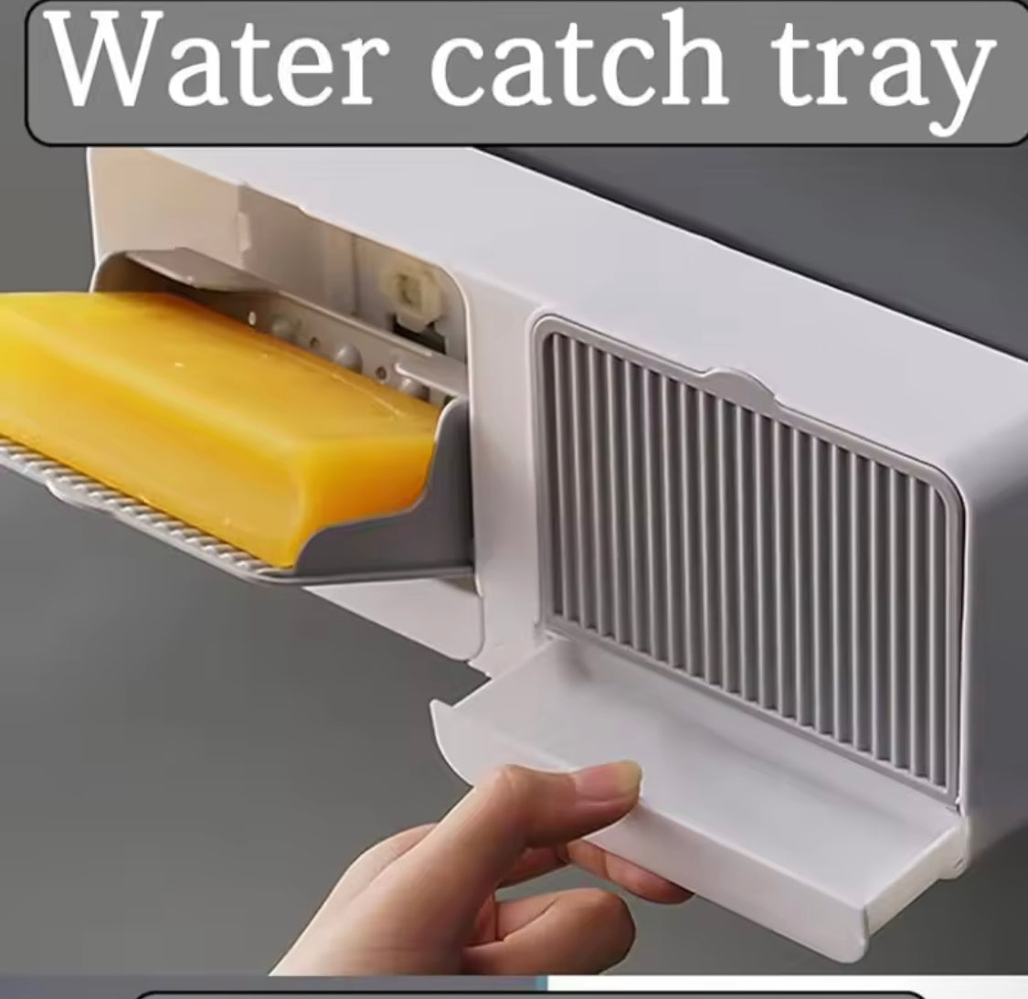 Wall Mounted Double Grid Soap  Holder With Drain Tray, Multifunctional Punch Free Vertical Soap Box, Self Adhesive Waterproof Soap Organizer