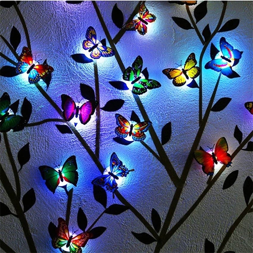 Colorful 3D Butterfly LED Night Light, Wedding Decorative Lamp, Wall Decor Glow Atmosphere Light, Butterfly Wall Stickers Light, Paste Wall Lamp, Butterfly Sticker Wall Light