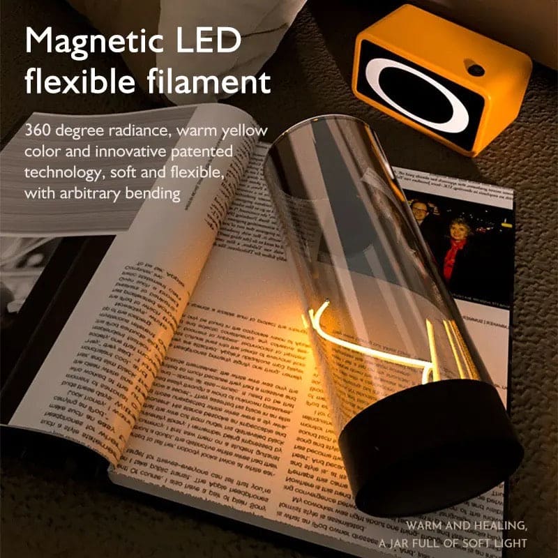 Magnetic Filament Cordless Lamp, Movable Minimalist Table Lamp, 3 Levels Touch Dimmable Rechargeable Nightstand Light, Creative Ambient Light Bar, Outdoor Decoration Night Light, Home Living Room Table Lamp