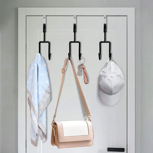 Set Of 3 Double Door Hook Hanger, Over The Door Hook, Soft Rubber Heavy Duty Hooks