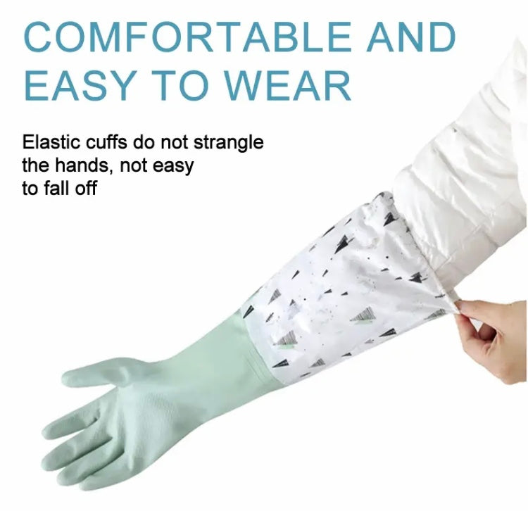 Latex Rubber Dish Washing Gloves, Long Sleeve Waterproof Cleaning Gloves, Elastic Cuffs Housework Gloves