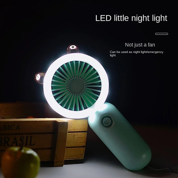 2 In 1 Fan With Led, Personal Portable Hand Electric Fan, Air Cooler with LED Night Light, Usb Rechargeable Mini Traveling Fan, Led Lighting Small Fan