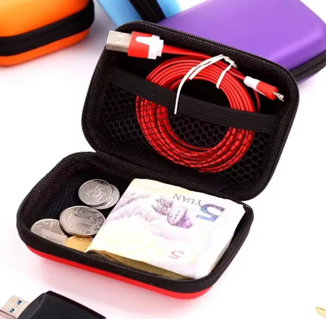 Portable Electronics Travel Organizer Case, Smart Gadget Vault, Pocket Tech Organizer, ZipTech Storage Case, Travel Tech Companion, Gadget Guard Mini Case