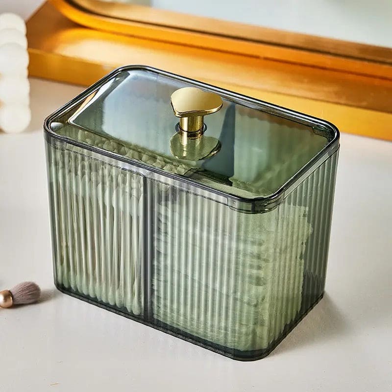 Double Layer Cotton Swab Box, Heart Transparent Storage Box With Lid, 3 Section Qtip Holder, Multifunctional Home Storage Box, Home Cosmetic Storage Box, Bathroom Canisters Vanity Organizer, Transparent Cosmetic Storage Box