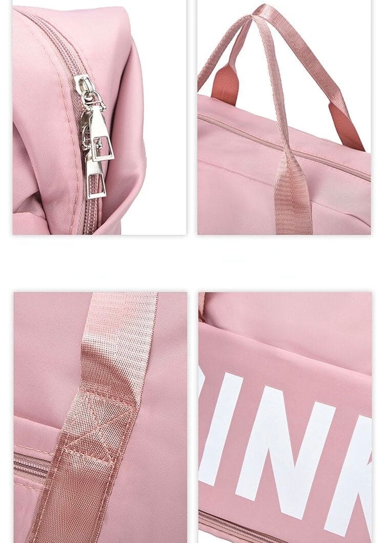 PINK Weekend Travel Bag, Multipurpose Travel Bag, Portable Shoulder Bag, Dry and Wet Separation Fitness Bag, Trolley Case Companion Bag, Large Capacity Duffel Bag, Multi Pocket Oxford Travel Bag
