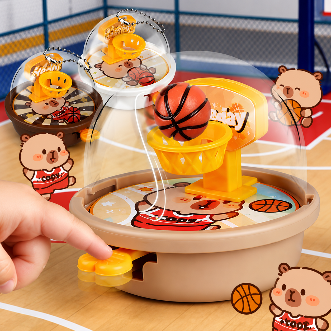 Hand Press Mini Basketball Game, Desktop Basketball Toy For Kids, Portable Finger Basketball Game, Cartoon Basketball Shooting Toy