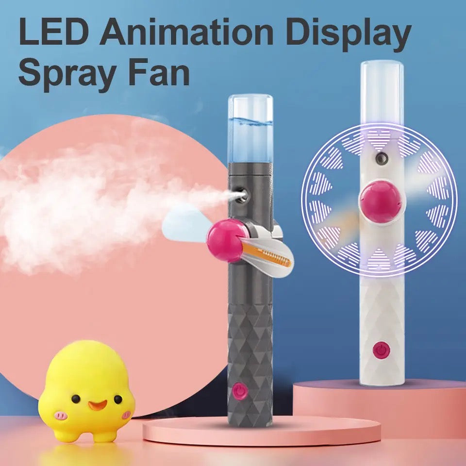 Led Portable Humidifier Spray Fan, Battery Rechargeable Portable Fan, Mini Fan