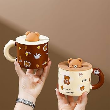 400ml Ceramic Coffee Mug With Silicone Lid, Cute Morning Milk Tea Cup (1 Pc)