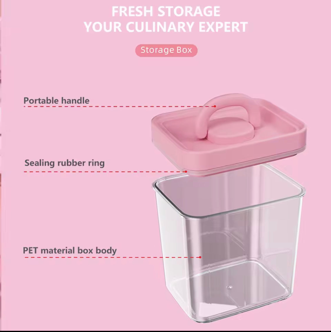 Storage Jar Kitchen, Dried Fruit Classification Storage Box, Pink Candy Jars With Lids, Plastic Kitchen Storage Box