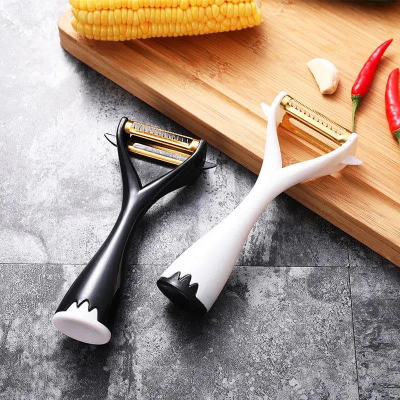 2 In 1 Sling Shot Peeler, Multifunctional Vegetable Fruit Peeler, Kitchen Cutter Cooking Tool, Spiral Slicer Food Chopper, Grater Cucumber Peeling Knife Cutting Machine, Stainless Steel Pendulum Blades Peeler