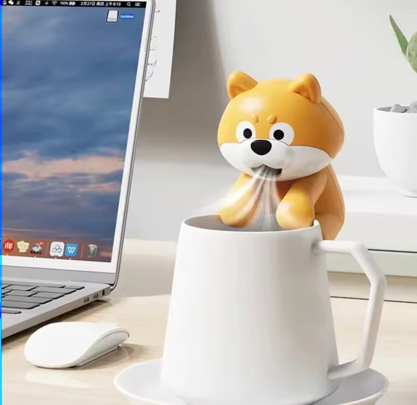 Cute Puppy Noodles Cooling Fan, Cartoon Puppy Hot Food Cooler, Cute Shiba Soup Cooling Buddy, Mini Electric Noodle Cooling Fan