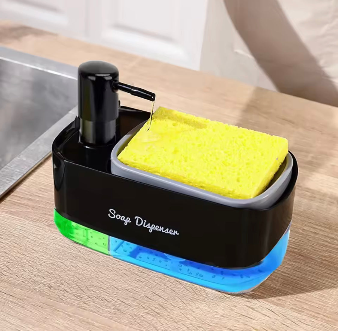 Multifunctional Soap Dispenser, Kitchen Countertop Dishwashing Soap Dispenser, Soap Dispenser With Sponge Holder