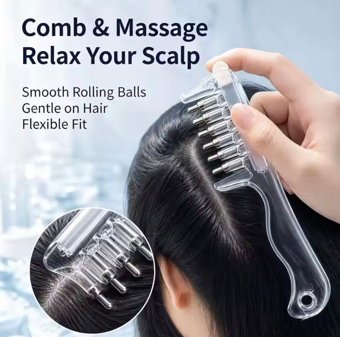 Transparent Hair Scalp Applicator Comb, Manual Scalp Stimulator, Hair Growth Scalp Massage Comb, Deep Scalp Massage Tool
