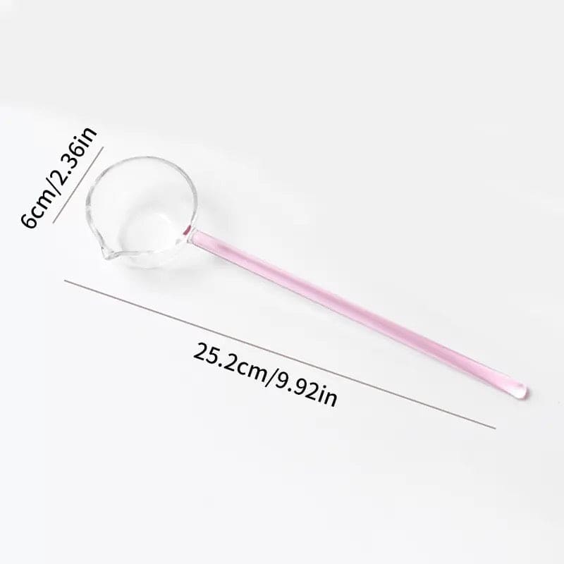 Colored Deep Soup Spoon, Long Handle Borosilicate Glass Spoon, Heat Resistant Mouth Seasoning Coffee Spoon, Transparent Stirring Cocktail Teaspoon, Kitchen Dishwasher Safe Soup Ladle Spoon for Kitchen Hot Pot Buffet