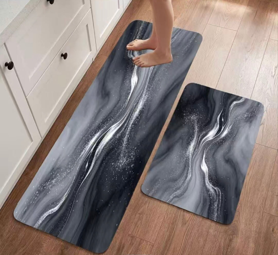 2Pcs Water Absorbent Kitchen Mat, Kitchen Mat Bedroom Long Rug, Anti Slip Floor Mat, Modern Kitchen Mat
