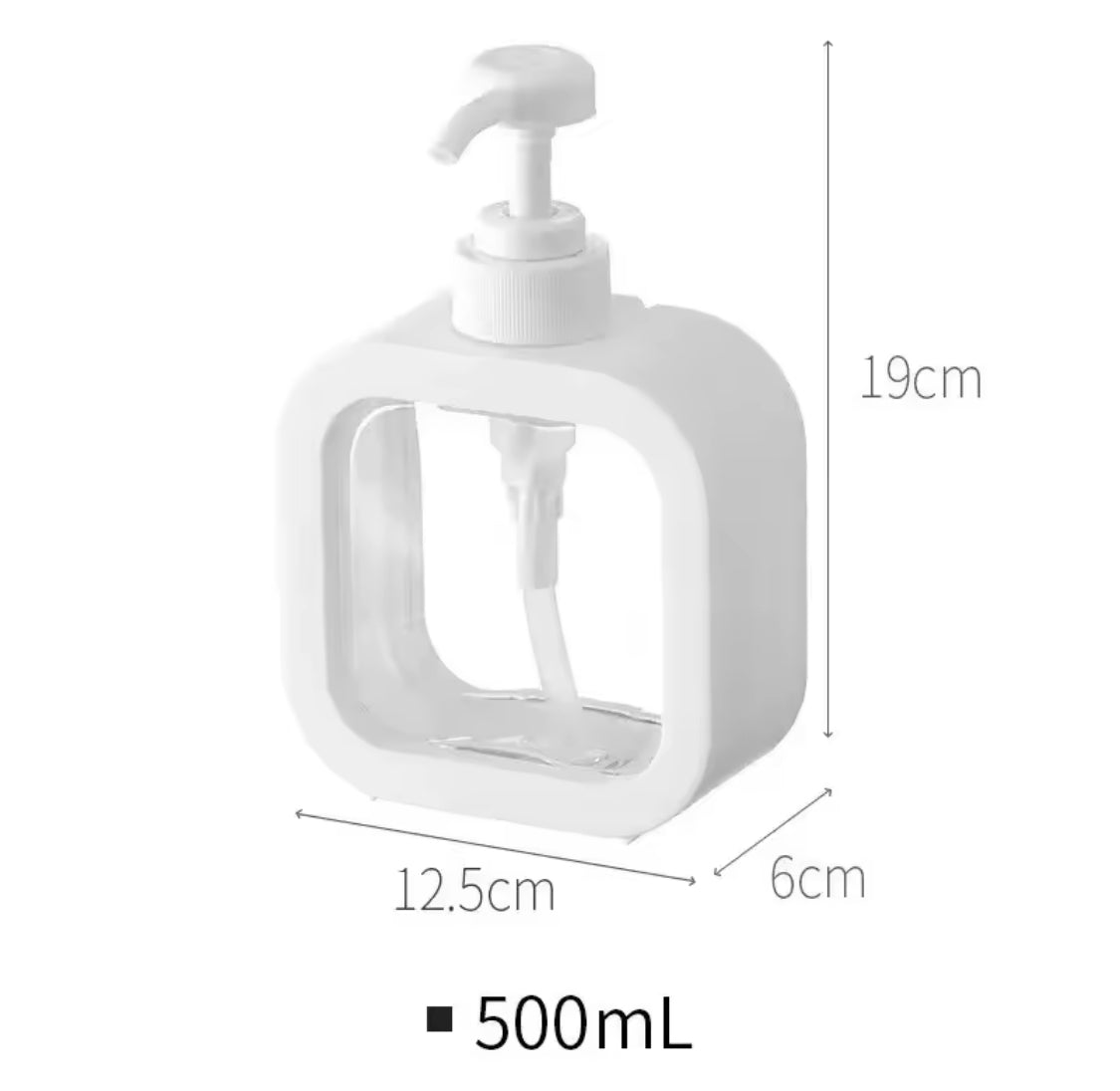 Hand Pump Soap Dispenser, Home Refillable Bottle Liquid Container, Transparent Square Soap Dispenser