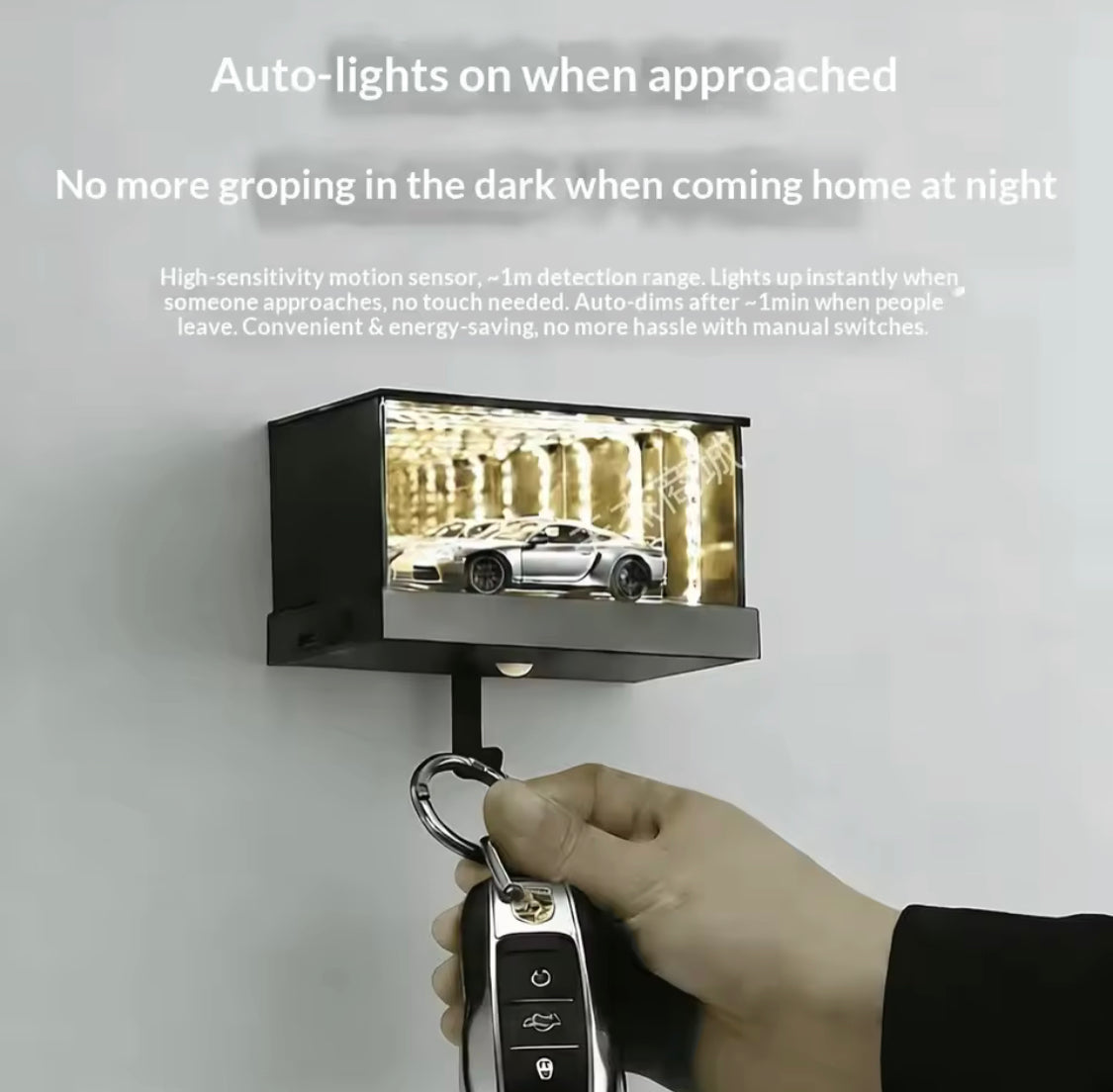 Infinity LED Car Display Key Holder, LED Display Key Box, Luxury Wall Mounted Car Display Shelf, Smart Wall Display Key Organizer