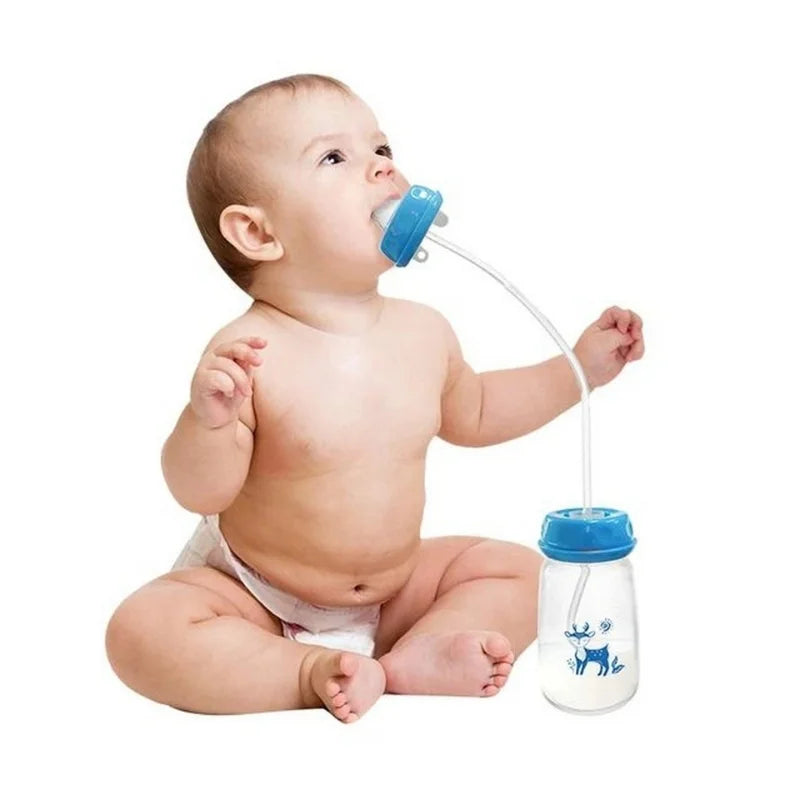 Hands Free Baby Feeding Bottle, Anti Colic BPA Free Nursing Bottle with Silicone Tube, Self Feeding Baby Milk Bottle