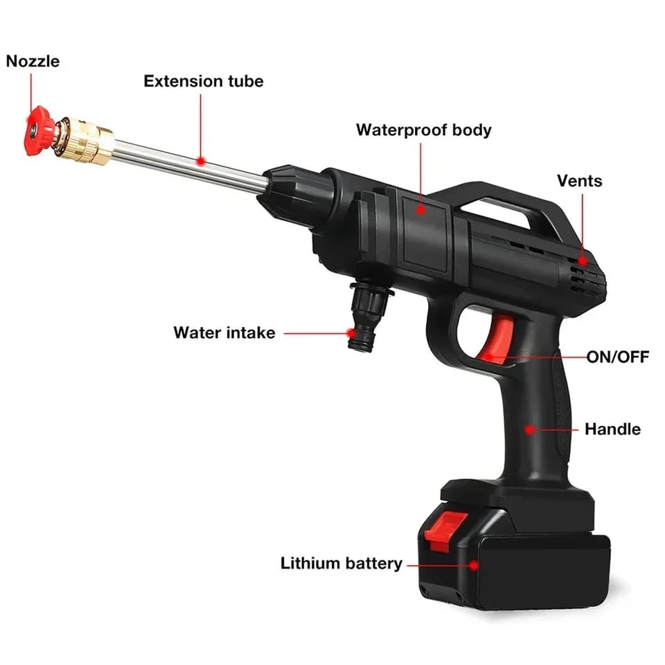 Portable High Pressure Car Washing Gun, Rechargeable Foam Machine Water Gun, Electric Cordless Pressure Spray Water Gun