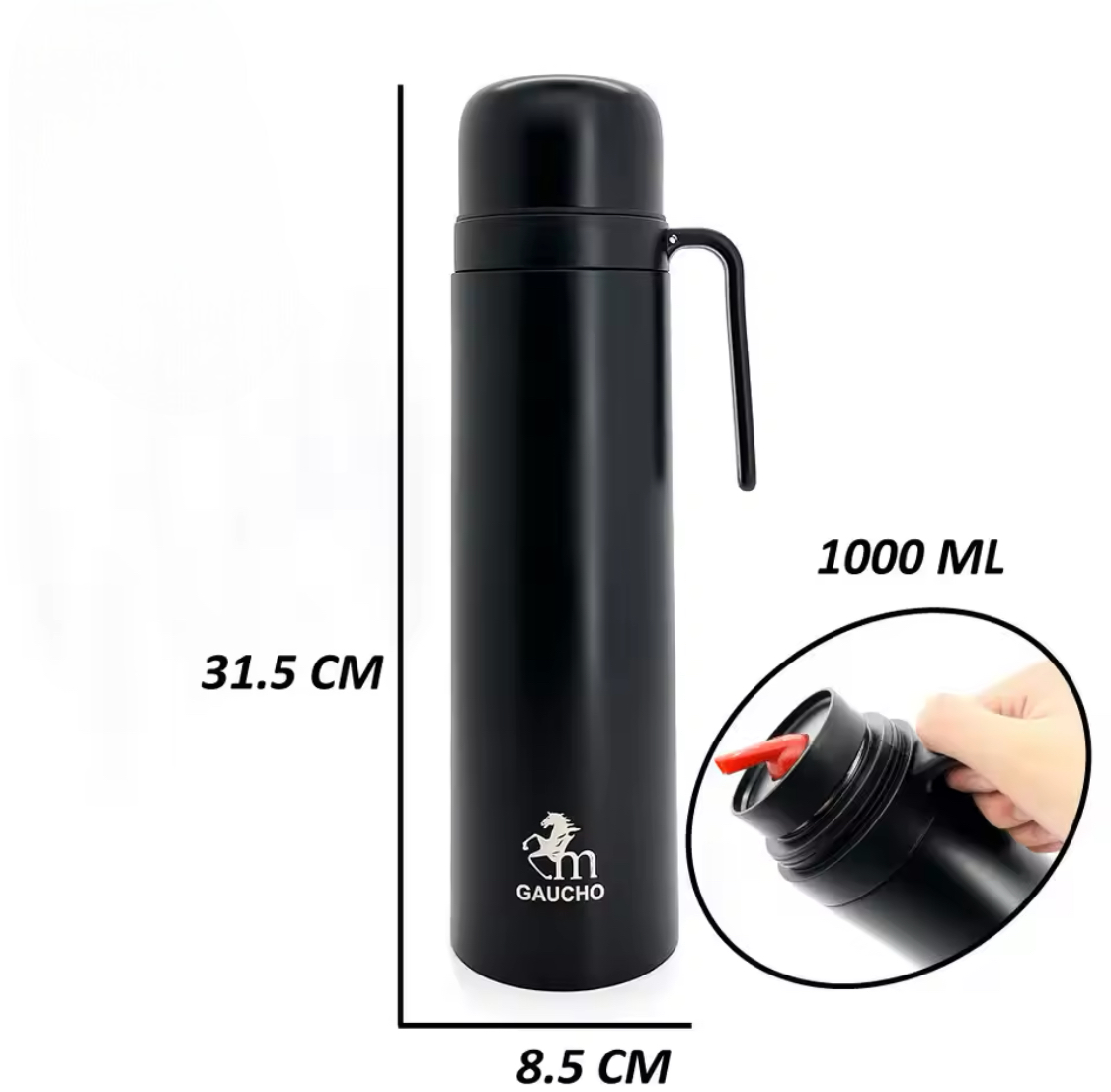 1000ml Vacuum Flask Yerba Mate Thermos, Heat Insulated Water Bottle, Stainless Steel Thermal Kettle