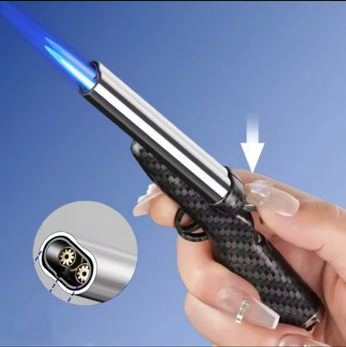 Mini Double-Barreled Shotgun, Windproof Torch Lighter, Creative Double Flame Lighter, Windproof Mini Double Jet Butane Gas Lighter