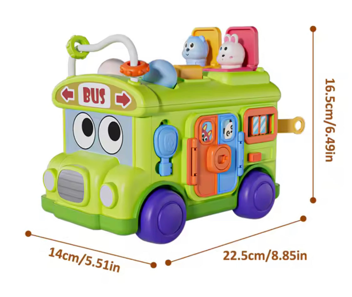Educational Baby Bus Bus Toy, Motor Skill Learning Toddler Toys, Educational Play Bus with Multiple Activities, Kids Early Learning Educational Toy Car