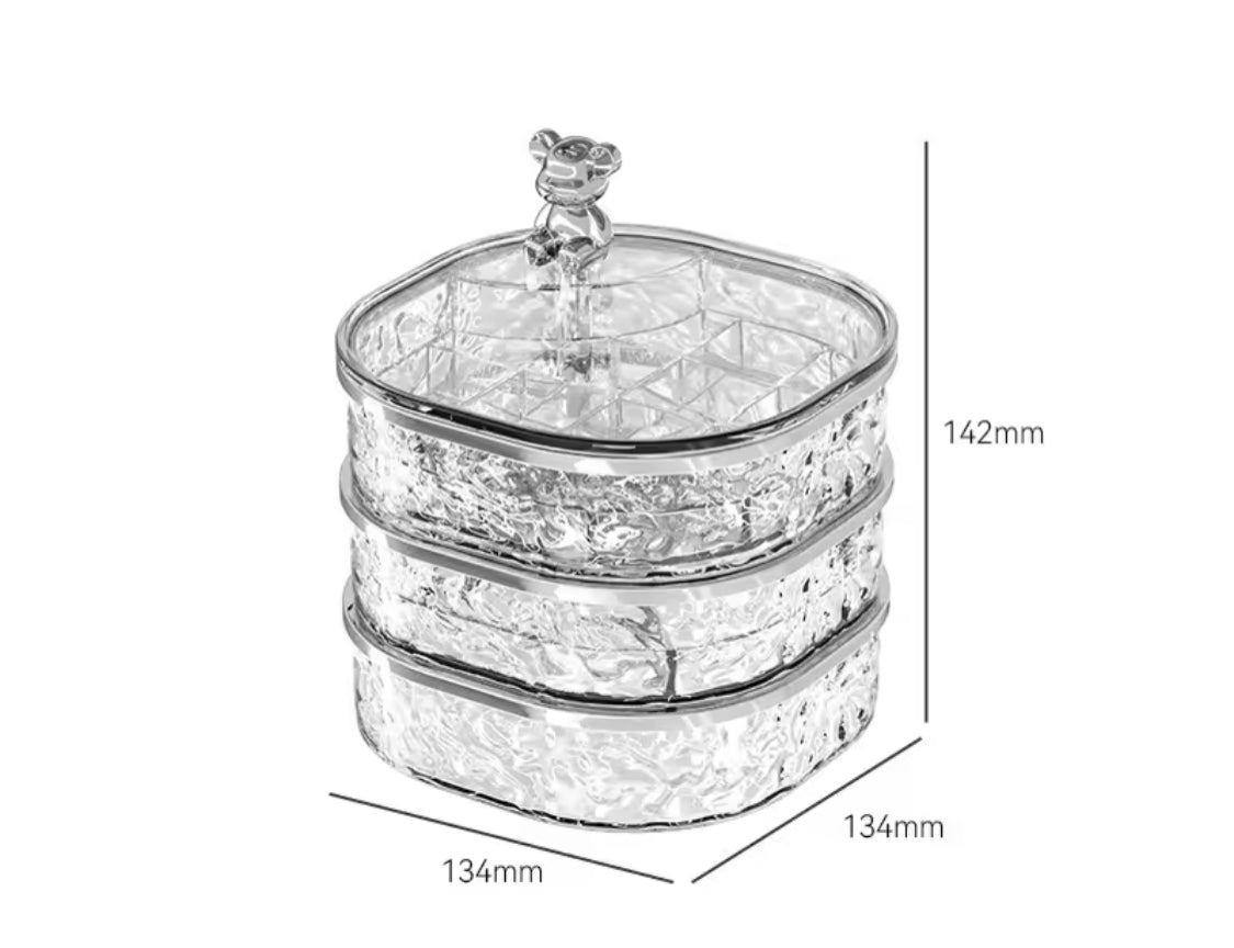 Multi Layered Rotating Jewellery Storage Box, Jewellery Storage Stand, Acrylic Bracelet Earring Storage Organizer Box