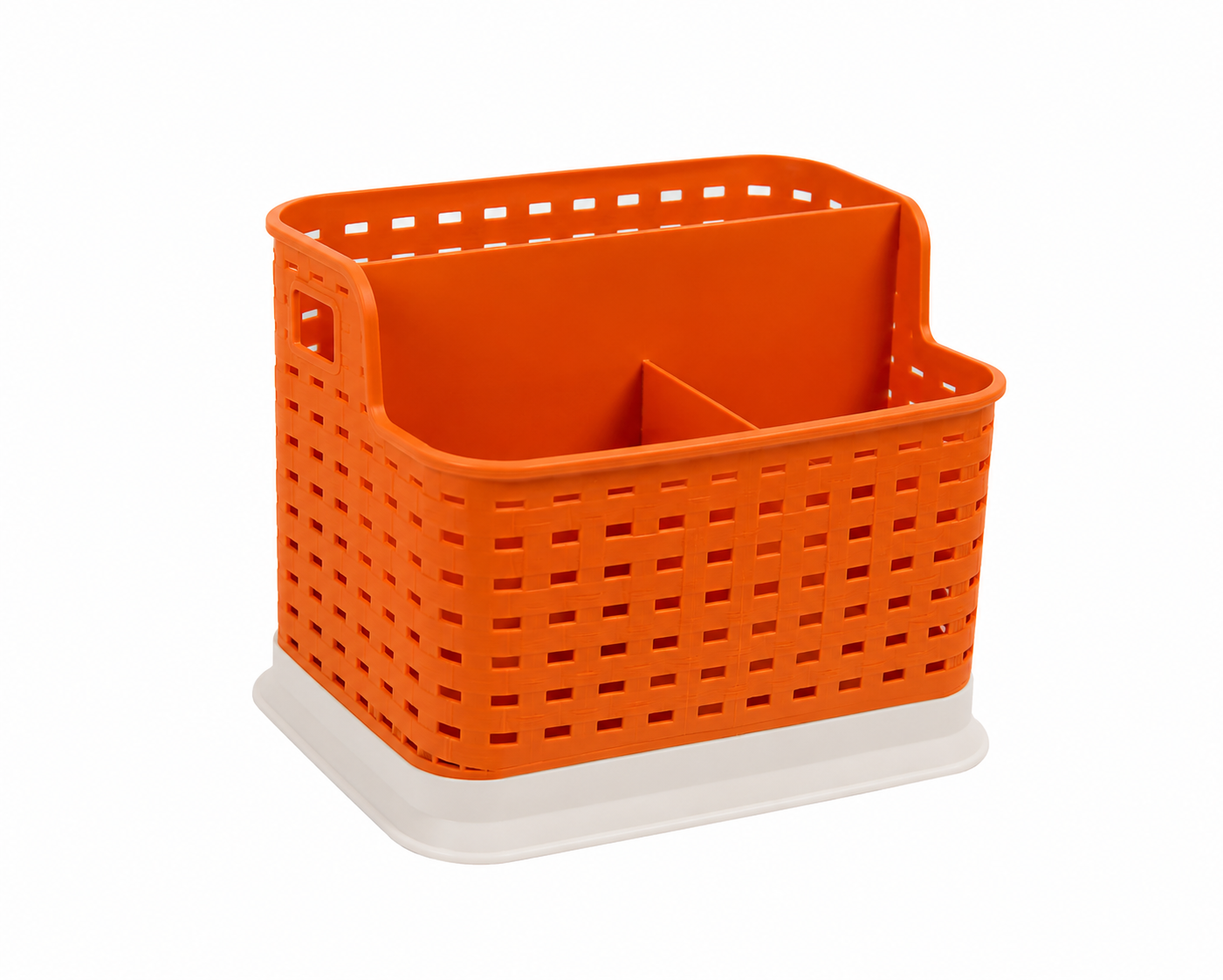 Multipurpose Storage Basket with Divider, Plastic Organizer
Basket, Desktop Storage Organizer, Dual Compartment Storage Caddy Organizer