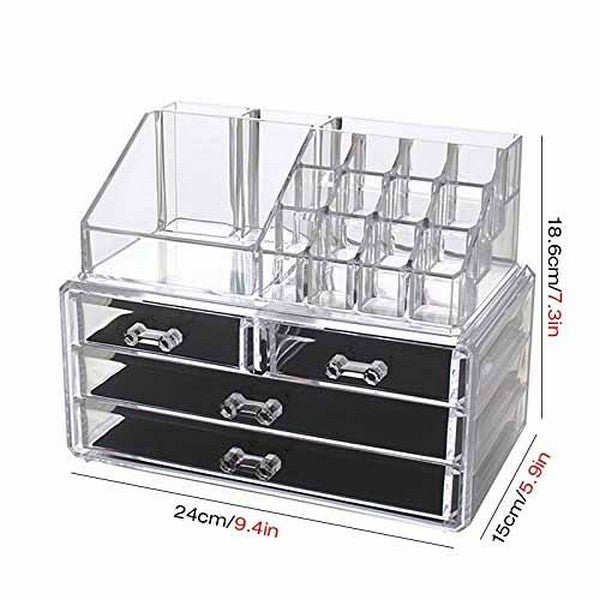 Multi Layer Makeup Organizer with Drawers, Elegant Clear Acrylic Vanity Organizer, Transparent Makeup Organizer with Drawers, Acrylic Lipstick & Cosmetic Organizer