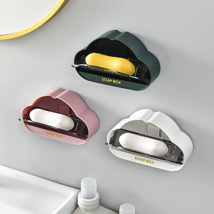 Cloud Shaped Wall Mounted Soap Holder, Wall Mounted Soap Dish Box, Bathroom Hanging Soap Tray, Plastic Bathroom Soap Holder