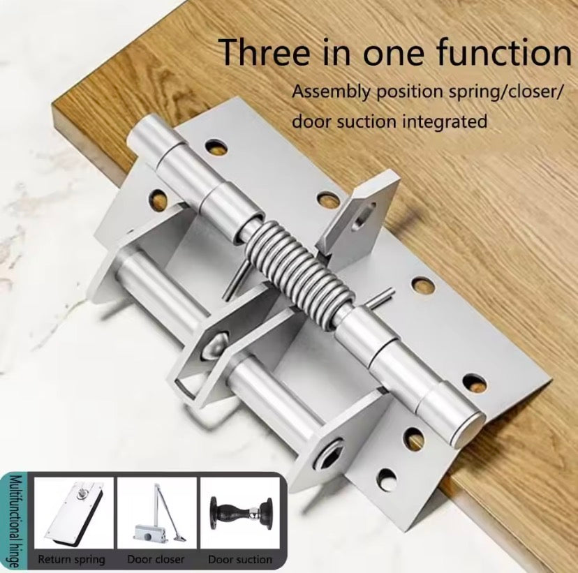 Automatic Self Closing Door Hinge, Heavy Duty Adjustable Door Hinge, Stainless Steel Spring Loaded Hinge, Premium Auto Close Door Hinge