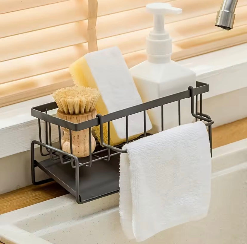 Kitchen Faucet Sponge Holder, Kitchen Sink Storage Rack, Punch Free Sink Sponge Rack, Iron Dish Sponge Holder