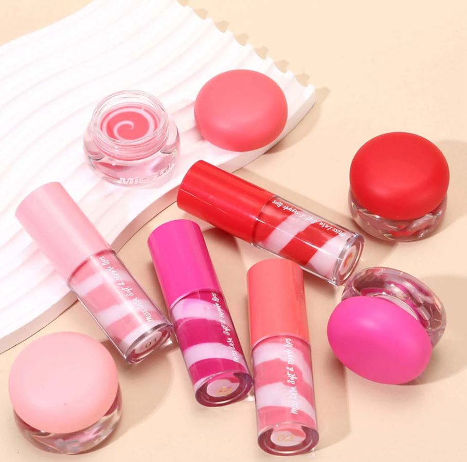 2Pcs Miss Lara Lip Gloss and Lip Balm Set, Mini Liquid Lipstick, Long-lasting Lipstick Set