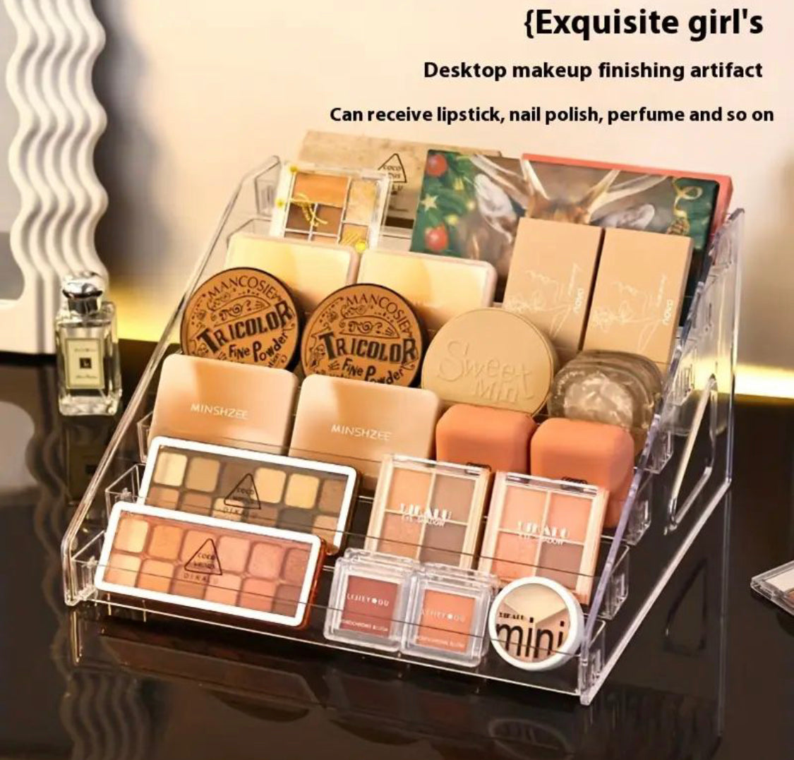 Multi Layer Acrylic Cosmetics Display Shelf, Portable Desktop Organizer, Transparent Cosmetics Storage Rack