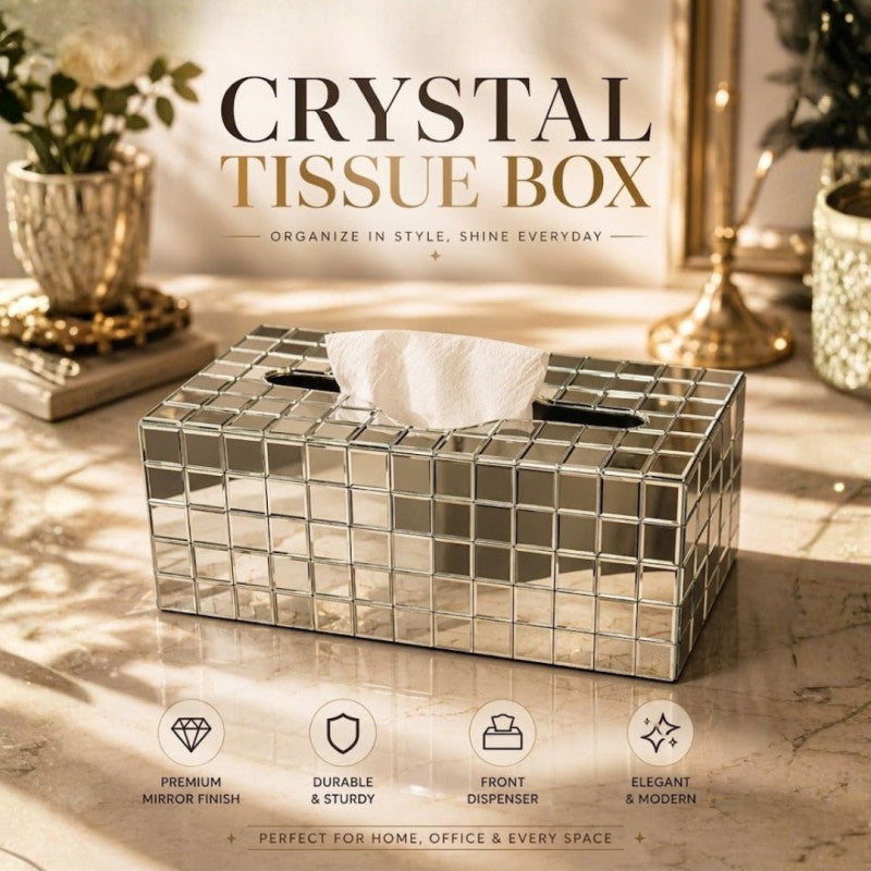 Luxury Mirror Mosaic Tissue Box Cover, Large Capacity Paper Dispenser, Living Room Tissue Storage Box