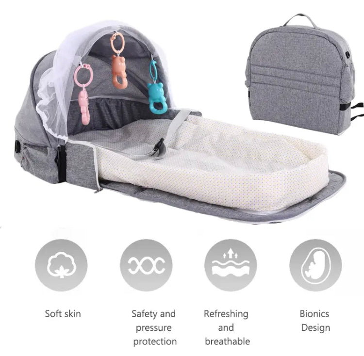 Portable Newborn Baby Bed, Folding Anti-Stress Crib Middle Bed Baby Bassinet, Baby Mosquito Net Travel Bed