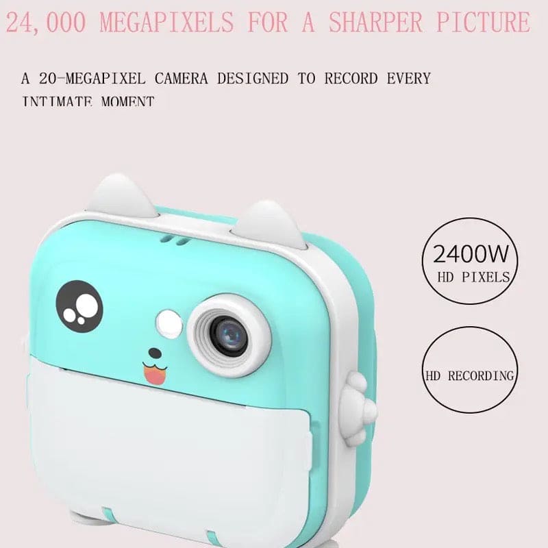 Cat Camera Printer, Children Instant Print Camera, Kids Photography Digital Photo Camera, 2-in-1 Portable Digital Camera, Pocket Printer With Thermal Paper Roll, Mini Bluetooth Photo Printer Camera