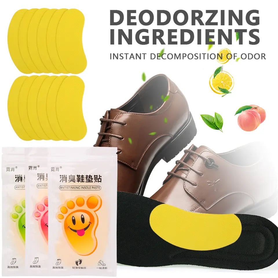 Set Of 10 Shoe Deo Sticker, Foot Sweat Absorption Insoles, Universal Shoe Deodorant Patch, Footwear Stink Antibacterial Removal, Freshness Sticker Foot Care, No More Smelly Shoes or Stinky Feet for Men and Women