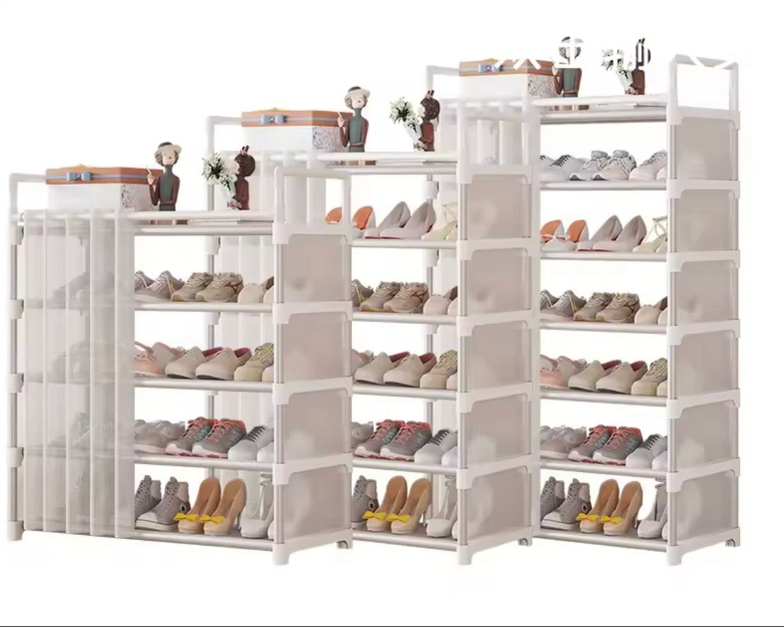 Dustproof Shoe Rack With Curtain, Stackable Multilayer Shoe Rack, Space Saving Footwear Organizer, Shoe Rack Organizer Cabinet With Curtain