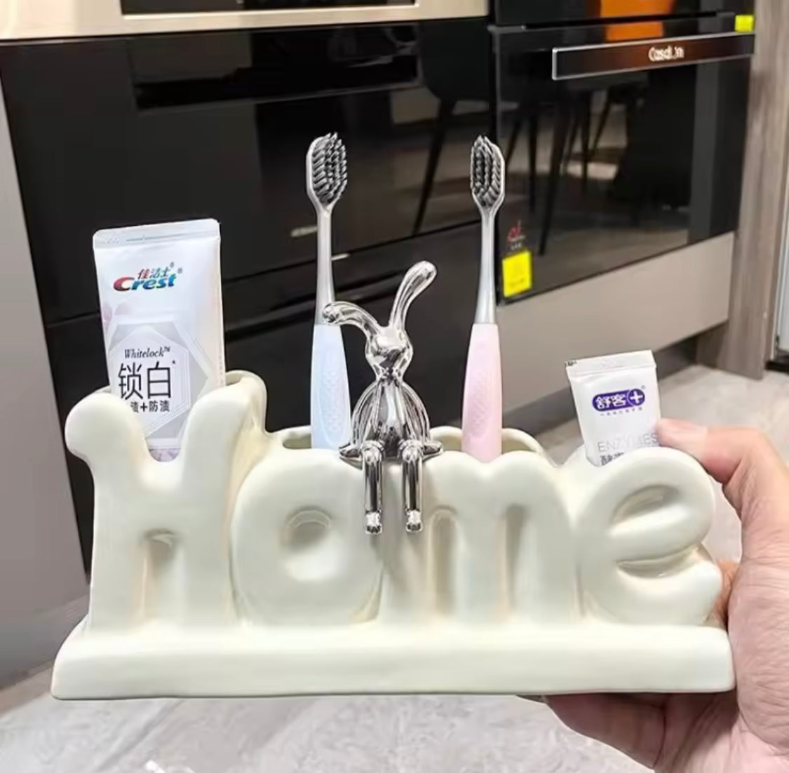 Rabbit Decor Home Style Toothbrush Storage Holder, Bathroom Shelf Toothbrush Storage Rack, Family Bath Toothpaste Storage Rack